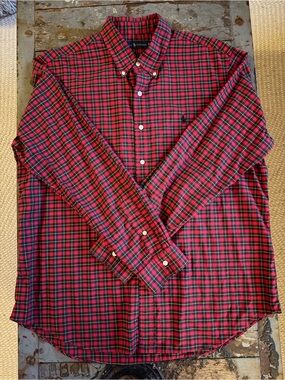 Ralph Lauren Timeless Utility Red and Green Plaid Button-Down Shirt